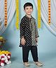 Cuddly cubs Cotton Woven Full Sleeves Colour Blocked Bandhani Printed Kurta & Pyjama Set - Black