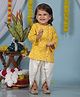 Cuddly cubs Cotton Woven Full Sleeves Bandhani Printed Kurta & Dhoti Set - Yellow