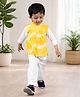 Cuddly cubs Cotton Woven Full Sleeves Solid Kurta & Pyjama With Tie & Dye Jacket Set - Yellow