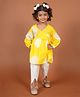 Cuddly cubs Cotton Woven Full Sleeves Abstract Printed Angrakha Kurti & Pant Set - Yellow