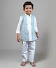 Cuddly cubs Cotton Woven Full Sleeves Striped Kurta & Pyjama Set - Blue