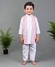 Cuddly cubs Cotton Woven Full Sleeves Striped Kurta & Pyjama Set - Red