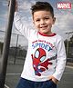 Babyhug Marvel Cotton Single Jersey Knit T-Shirt with Full Sleeves and Spiderman Print in White for 9-12 Months