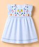Babyhug Cotton Woven Fit and Flare Frock with Half Sleeves and Fruit and Flowers Embroidery - Blue