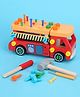 Sanjary Kids Wooden Fire Truck Tool Set with Hammer, Screwdriver, Nuts, Bolts, Construction Toy, Montessori STEM Learning Gift for Toddlers color design may vary