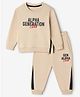 Smarty Boys Cotton Looper Knit Full Sleeves Co-ord T-Shirt and Jogger with Full Length and Alpha Generation Club Print - Cream