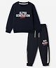 Smarty Boys Cotton Looper Knit Full Sleeves Co-ord T-Shirt and Jogger with Full Length and Alpha Generation Club Print - Navy Blue
