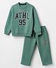 Smarty Boys Fleece Knit Full Sleeves Winter Wear Suit With Text Print - Green