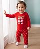 Doodle Poodle 100% Cotton Single Jersey Knit Full Sleeves T-Shirt & Pyjama Night Suit with Love & Heart Print - Red