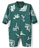 Junior Star Full Sleeves Dinosaur Fossils Printed Romper - Green