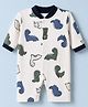Junior Star Full Sleeves Dinosaurs Printed Romper - White