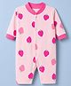 Junior Star Full Sleeves Strawberries Printed Romper - Pink