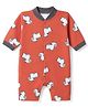 Junior Star Full Sleeves Zebra Printed Romper - Orange