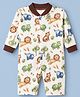 Junior Star Full Sleeves Animals Printed Romper - White