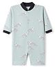Junior Star Full Sleeves Cheetah Printed Romper - Sky Blue & White