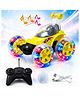 NHR Rechargeable 360° Stunt RC Car for Kids with Smoke Spray, LED Lights, Remote Control Drift Car Toy (Yellow)
