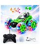 NHR Rechargeable 360° Stunt RC Car for Kids with Smoke Spray, LED Lights, Remote Control Drift Car Toy (Green)