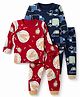 Junior Star Pack Of 2 Full Sleeves Giraffe & Trucks Printed Coordinating Tee & Pants Set - Red & Navy Blue