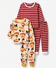 Junior Star Pack Of 2 Full Sleeves Striped & Kitten On Pumpkin Printed Coordinating Tee & Pants Set - Yellow & Maroon