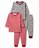 Junior Star Pack Of 2 Full Sleeves Striped & Rainbows Printed Coordinating Tee & Pants Set - Grey & Red