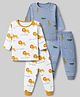 Junior Star Pack Of 2 Full Sleeves Animals Printed Coordinating Tee & Pants Set - Blue & White