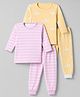 Junior Star Pack Of 2 Full Sleeves Striped & Mother With Child Swan Printed Coordinating Tee & Pants Set - Yellow & Pink