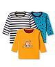 Junior Star Pack Of 3 Full Sleeves Striped & Stars Printed Tees - Yellow Green & Blue