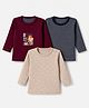 Junior Star Pack Of 3 Full Sleeves Striped & Stars Printed Tees - Maroon Biscuit & Black
