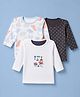 Junior Star Pack Of 3 Full Sleeves Dinosaurs & Polka Dots Printed Tees - White Grey & White