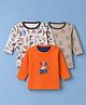 Junior Star Pack Of 3 Full Sleeves Dinosaurs & Tiger Printed Tees - Orange Biscuit & White
