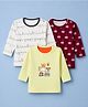 Junior Star Pack Of 3 Full Sleeves Animals Printed Tees - Yellow Maroon & White