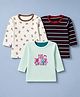 Junior Star Pack Of 3 Full Sleeves Striped & Teddy Bear Printed Tees - Mint Black & White