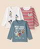 Babyhug Disney 100% Cotton Single Jersey Knit Full Sleeves Striped T-Shirts with Mickey Mouse and Friends, Donald Duck, Goofy Print Pack of 3 - Red Light Blue White