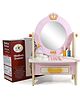 Happy Hues Premium Wooden Kids Vanity Set with Mirror & Makeup Accessories for Pretend Play  Pink