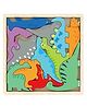 Happy Hues Wooden Dinosaur Tetris & Stacking Puzzle Toy - 3D Colorful Blocks with Tray