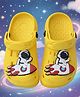 Yellow Bee Astronaut Applique Detailed Perforated Slingback Clogs - Yellow