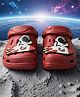 Yellow Bee Astronaut Applique Detailed Perforated Slingback Clogs - Red