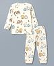 Babyhug Cotton Knit Full Sleeves Co-Ords T-Shirt & Pyjama Night Suit with Construction Vehicle Print - Offwhite