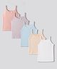 Bonfino Cotton Elastane Knit Sleeveless Solid Slips Pack of 5 - Pink Lilac Blue Peach White