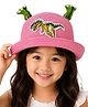 Vritraz Woven Dinosaur Applique Detailed Bucket Hat - Pink - Circumference - 52 - 56 Cms