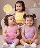 Babyoye Cotton Knit Sleeveless Slips With Heart Design Pack Of 3 - Pink, Yellow & Purple