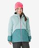 DECATHLON Wedze SKI100 Woven Full Sleeves Colour Blocked Hooded Ski Jacket - Turquoise