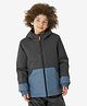 DECATHLON Wedze SKI100 Woven Full Sleeves Colour Blocked Hooded Ski Jacket - Black & Teal
