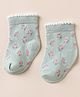 Mustang Knit Socks with Floral Design - Green