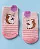 Mustang Knitted Knit Socks with Ankle Length & Hedgehog Applique - Dark Pink