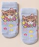 Mustang Knit Socks with Ankle Length Baby Horse & Floral Design - Blue