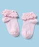 Mustang Knitted Ankle Length Socks with Frills and Bow Applique - Light Pink