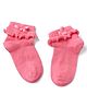 Mustang Knitted Ankle Length Socks with Frills and Bow Applique - Coral