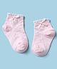 Mustang Knitted Ankle Length Socks with Bow Applique - Light Pink