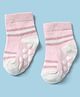 Mustang Knitted Ankle Length Anti Skid Striped Socks with Heart Patch - Light Pink